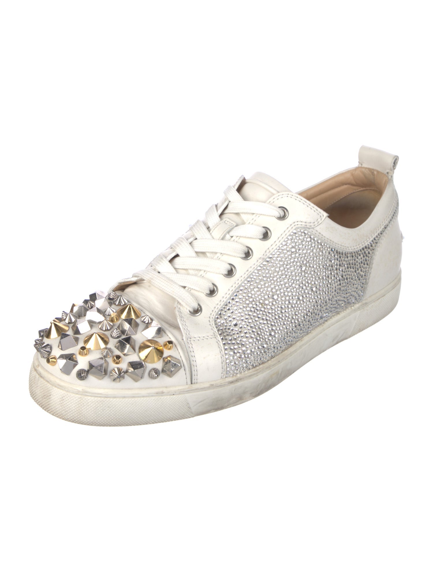 Christian Louboutin Spike Accents Leather Sneakers
