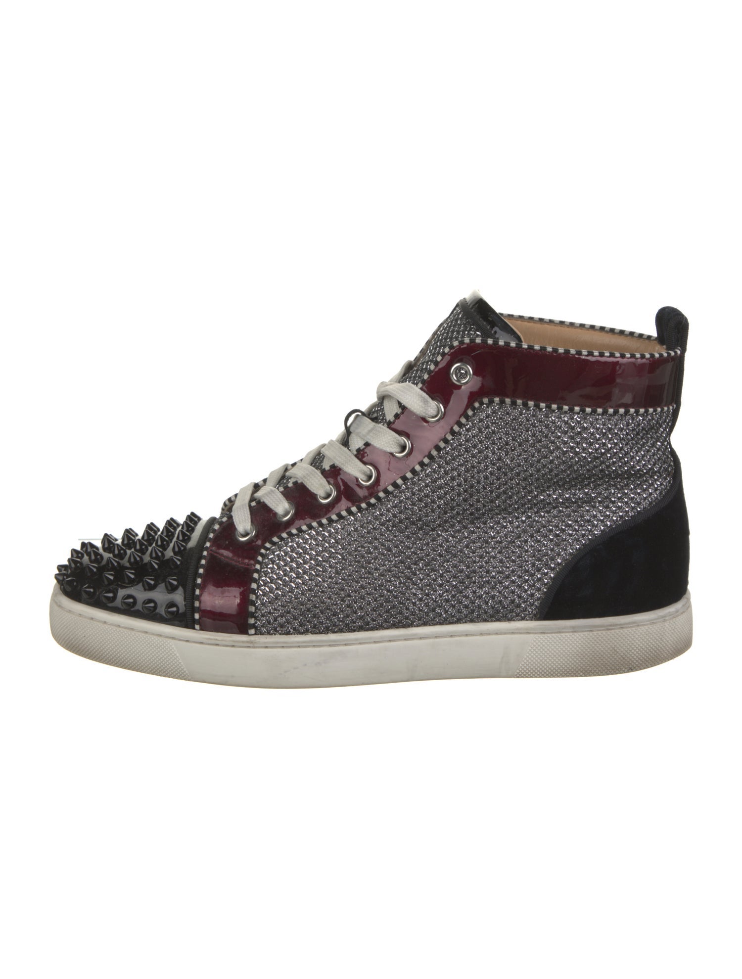 Christian Louboutin Spike Accents Patent Leather Sneakers