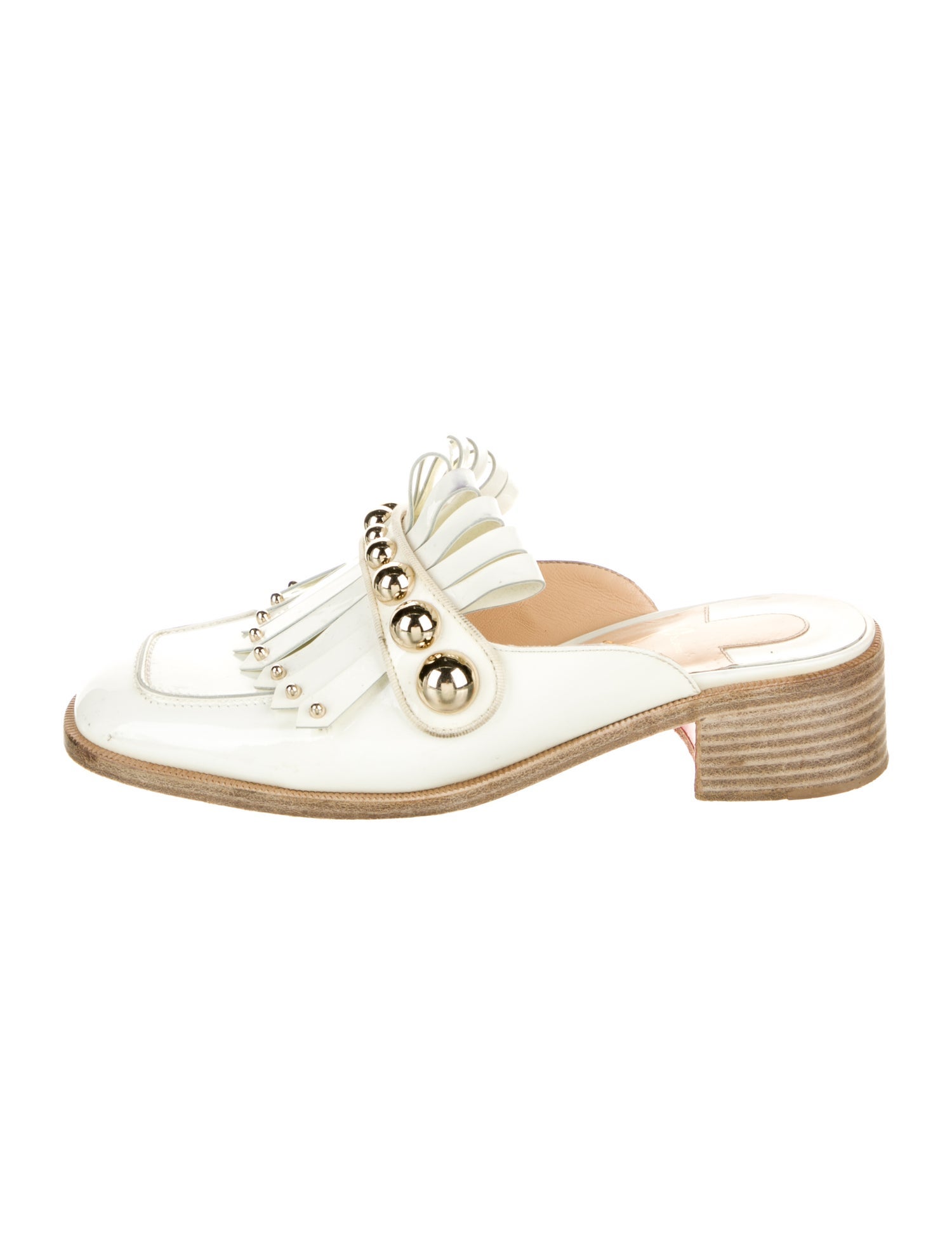 Christian Louboutin Patent Leather Studded Accents Mules