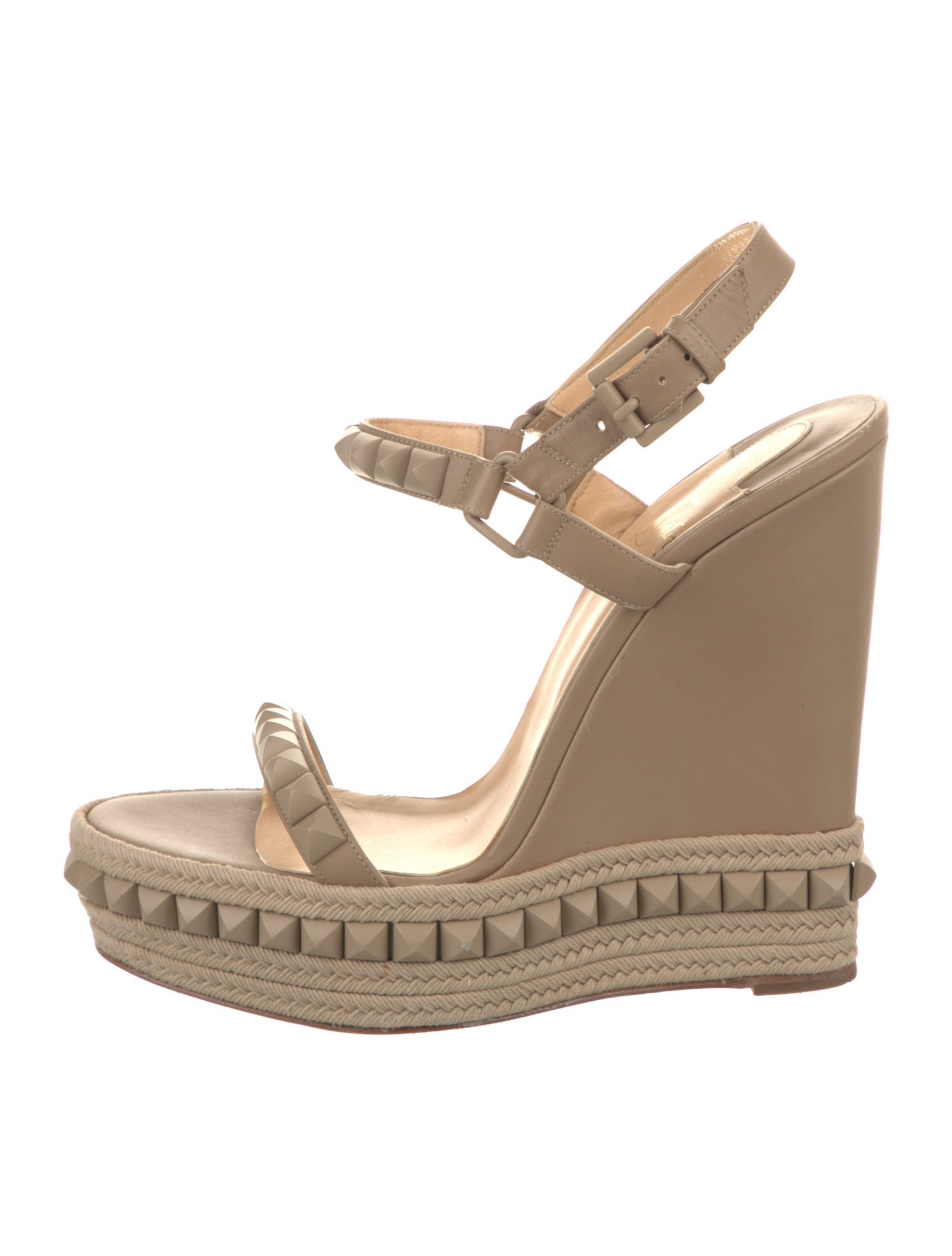 Christian Louboutin Rockstud Accents Leather Espadrilles