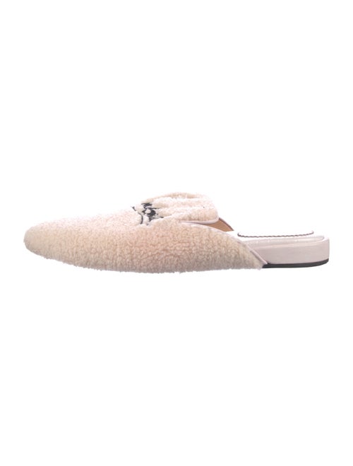 Christian Louboutin Shearling Embroidered Accent Mules