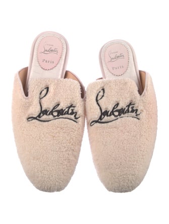 Christian Louboutin Shearling Embroidered Accent Mules