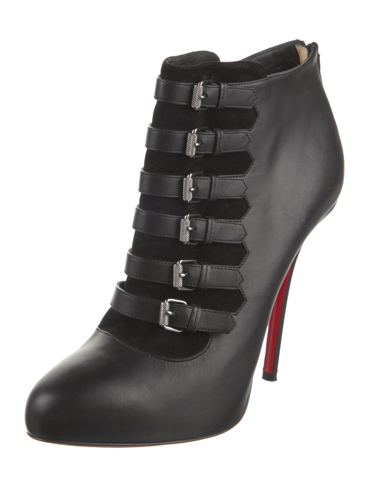 Christian Louboutin Leather Leather Trim Embellishment Lace-Up Boots