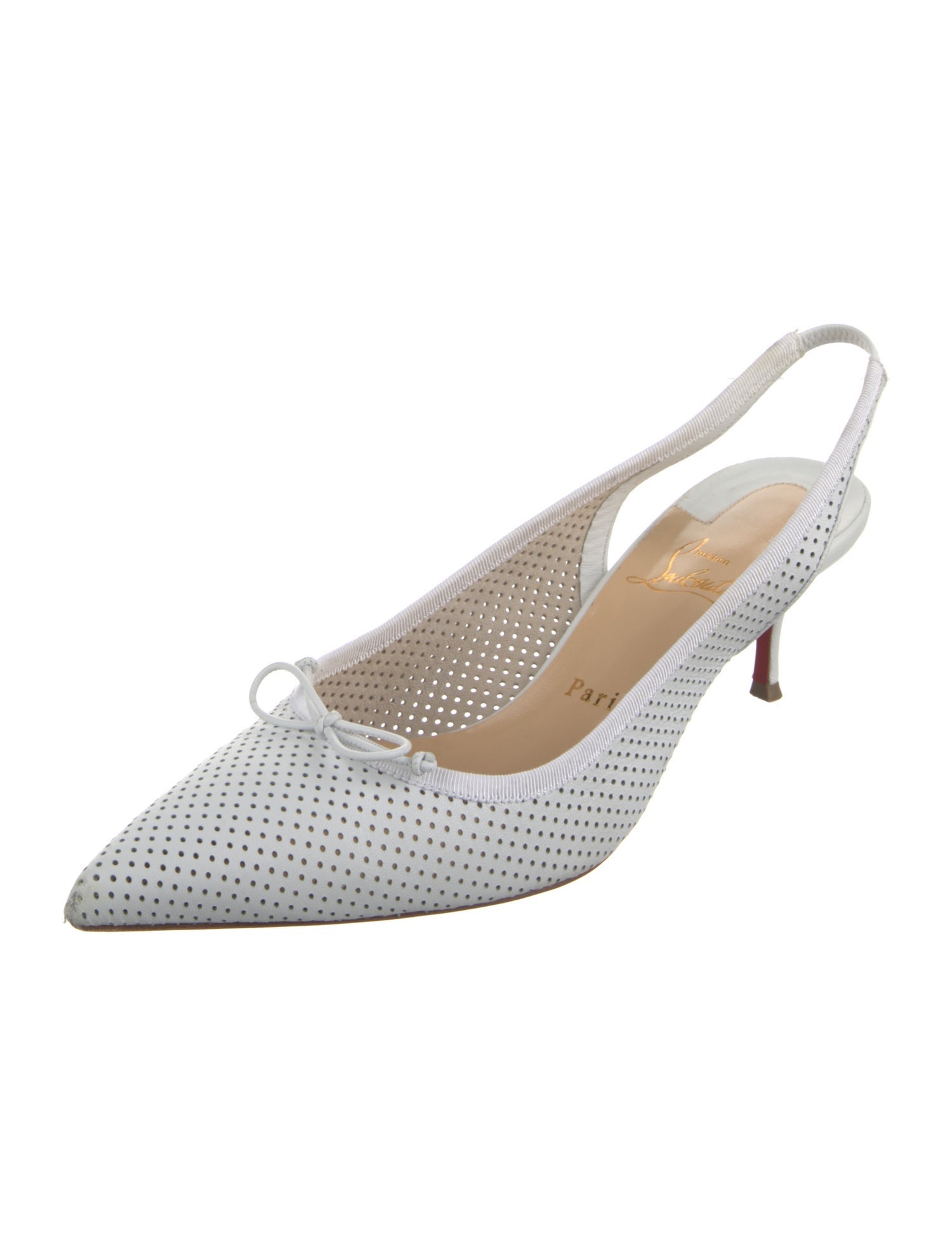 Christian Louboutin Leather Lasercut Accents Slingback Pumps