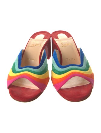 Christian Louboutin Suede Colorblock Pattern Slides