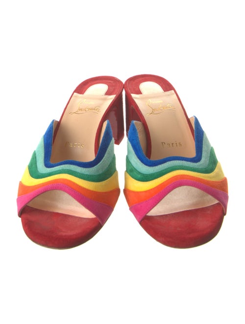 Christian Louboutin Suede Colorblock Pattern Slides