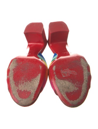 Christian Louboutin Suede Colorblock Pattern Slides