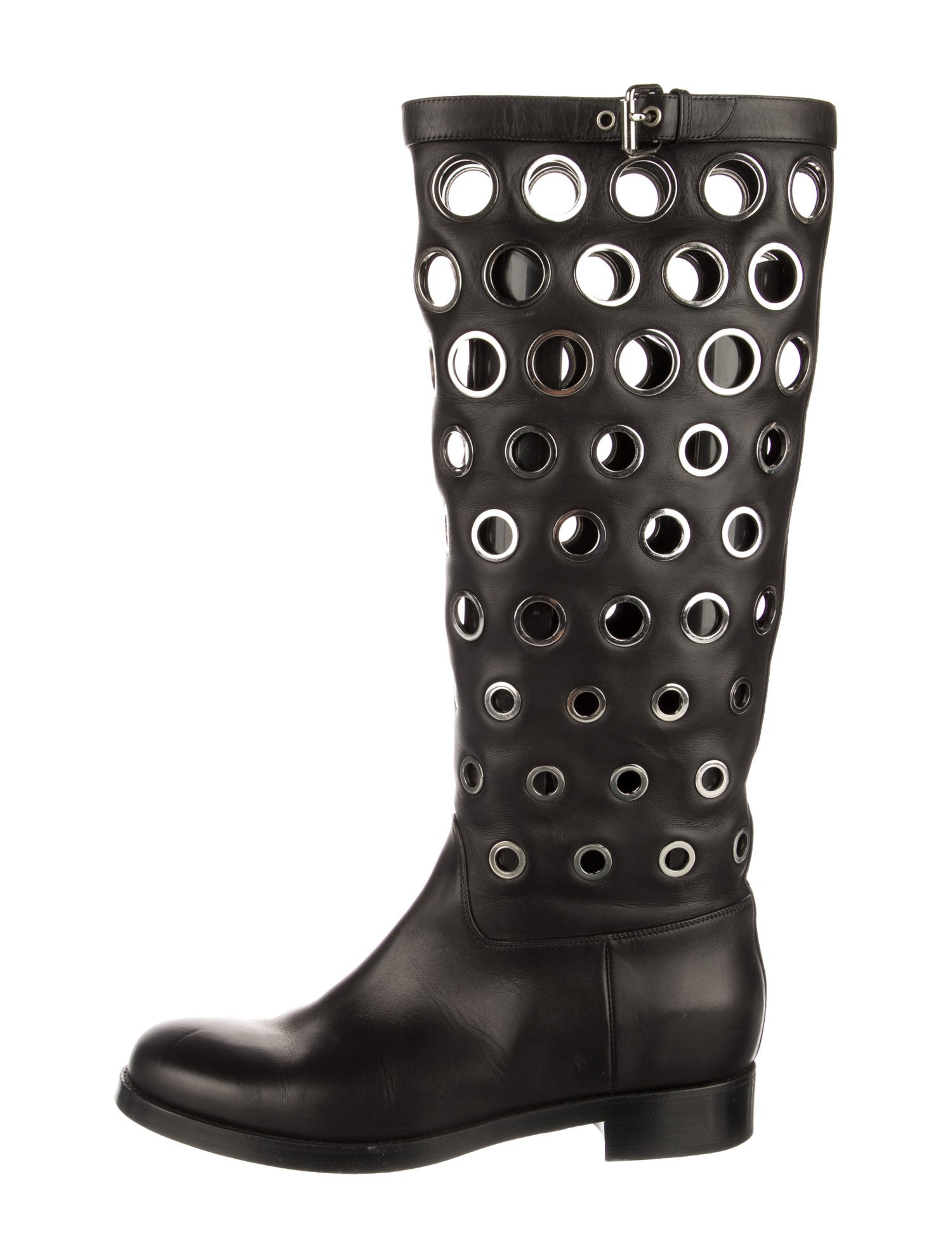 Christian Louboutin Leather Cutout Accent Riding Boots