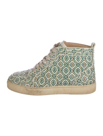 Christian Louboutin Leather Printed Wedge Sneakers