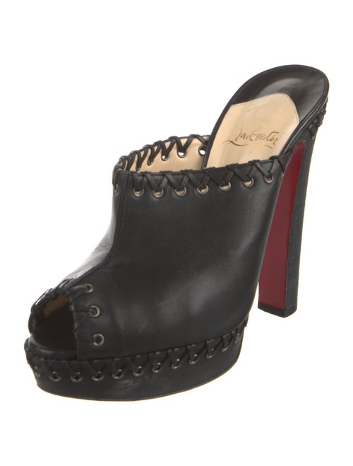 Christian Louboutin Leather Whipstitch Trim Slides