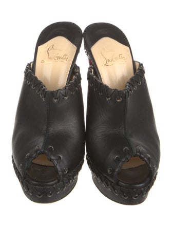 Christian Louboutin Leather Whipstitch Trim Slides