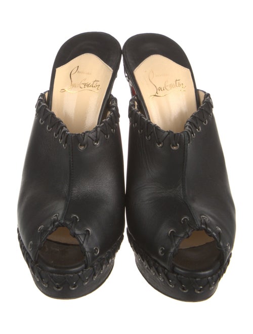 Christian Louboutin Leather Whipstitch Trim Slides