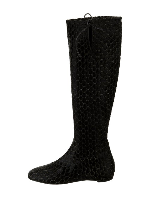 Christian Louboutin Ponyhair Leather Trim Embellishment Riding Boots