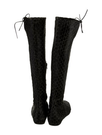 Christian Louboutin Ponyhair Leather Trim Embellishment Riding Boots