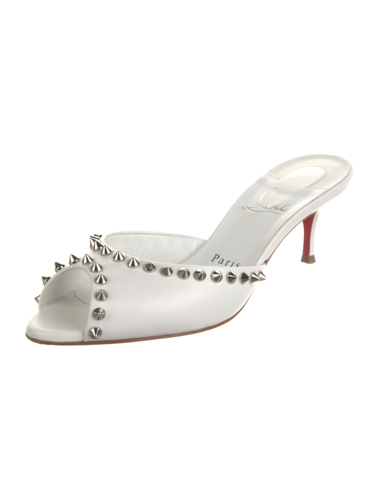 Christian Louboutin Spike Accents Leather Slides