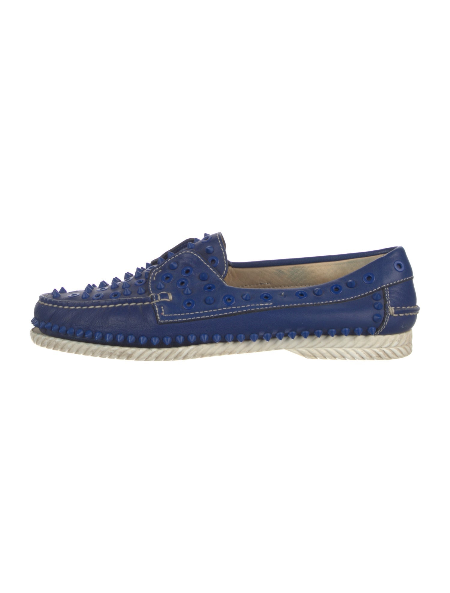 Christian Louboutin Spike Accents Leather Boat Shoes