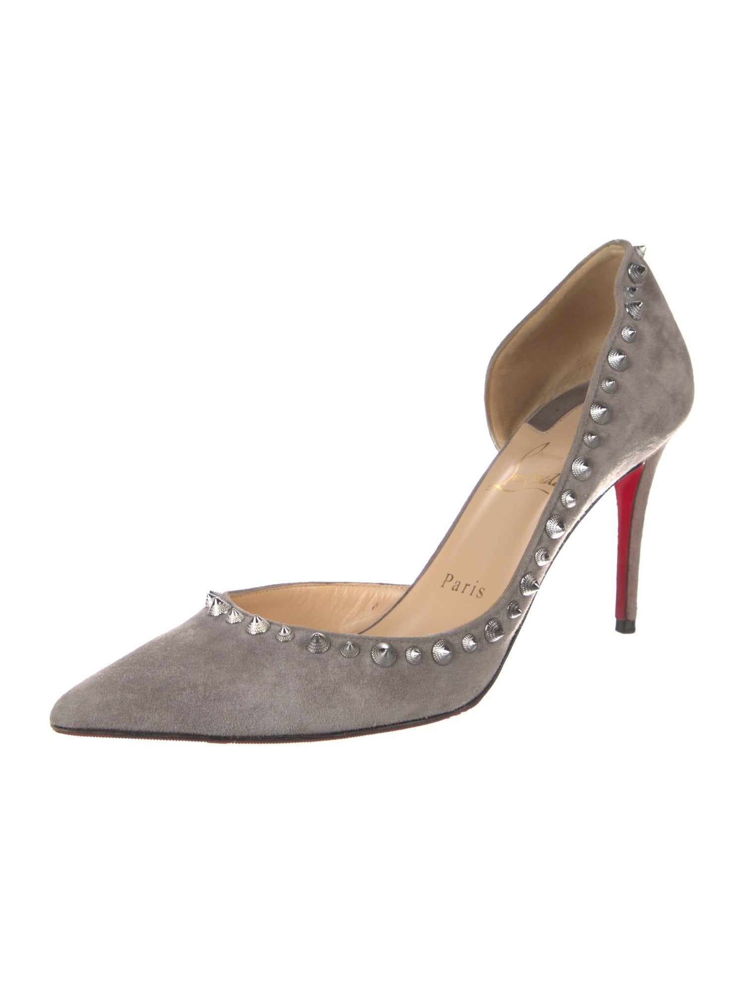 Christian Louboutin Spike Accents Suede D'Orsay Pumps