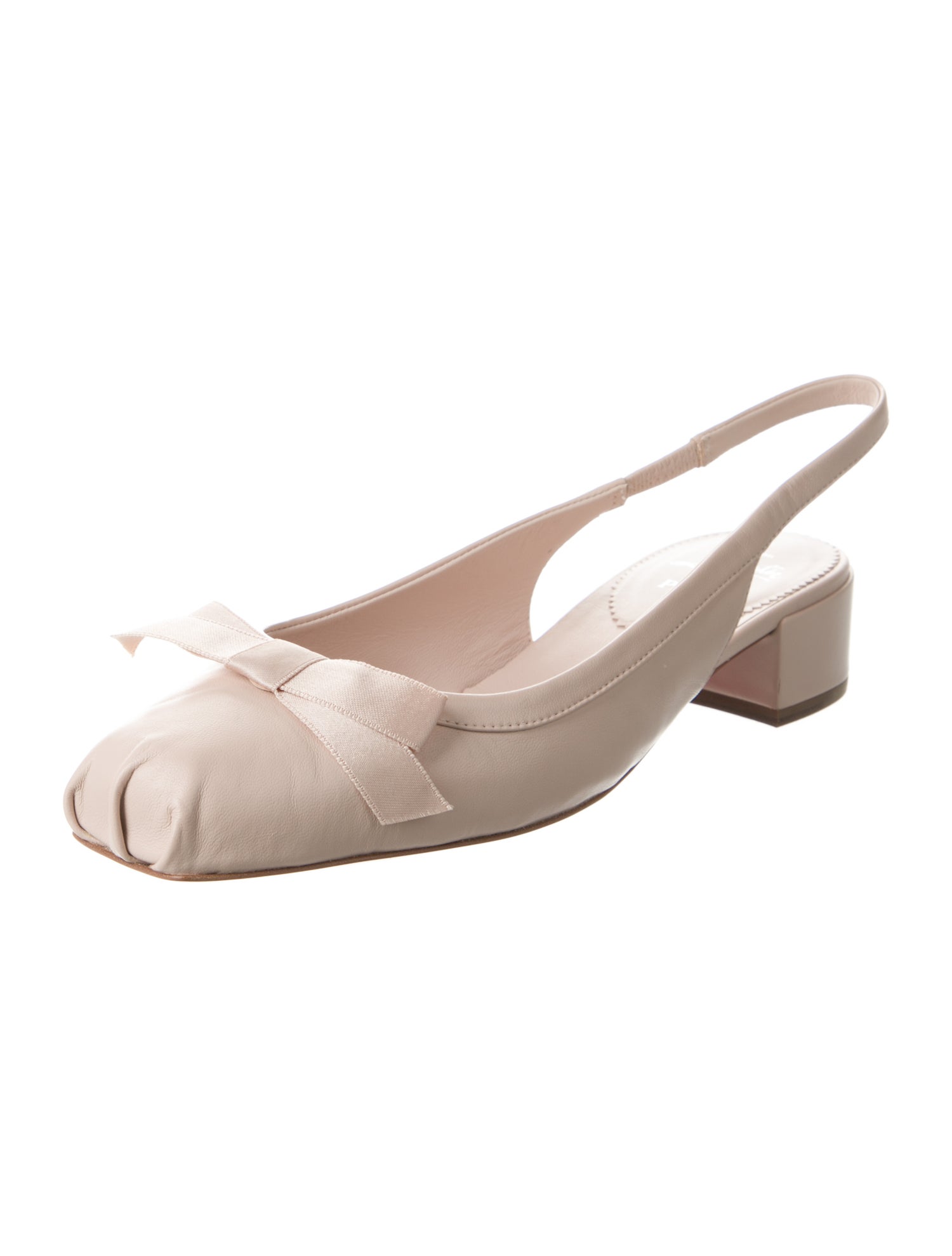 Christian Louboutin Leather Bow Accents Slingback Pumps