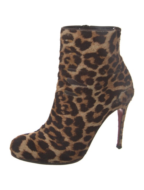 Christian Louboutin Ponyhair Animal Print Lace-Up Boots