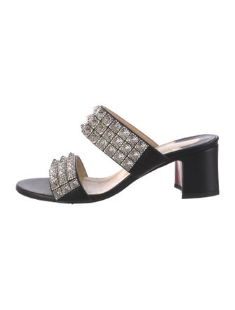 Christian Louboutin Leather Studded Accents Slides