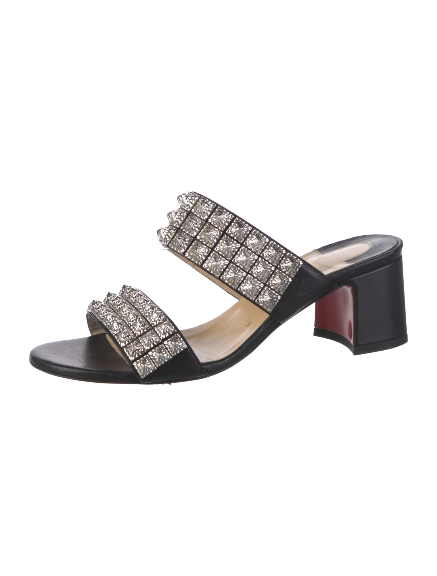 Christian Louboutin Leather Studded Accents Slides