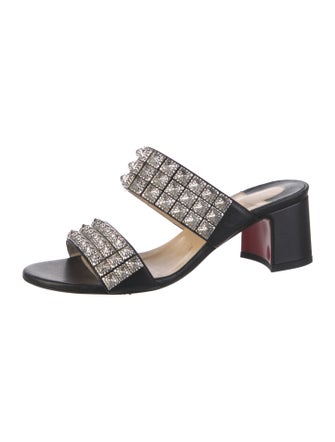 Christian Louboutin Leather Studded Accents Slides