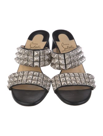 Christian Louboutin Leather Studded Accents Slides