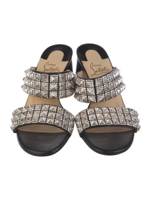 Christian Louboutin Leather Studded Accents Slides