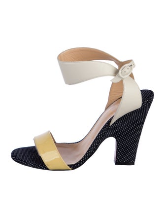 Christian Louboutin Leather Colorblock Pattern Slingback Sandals