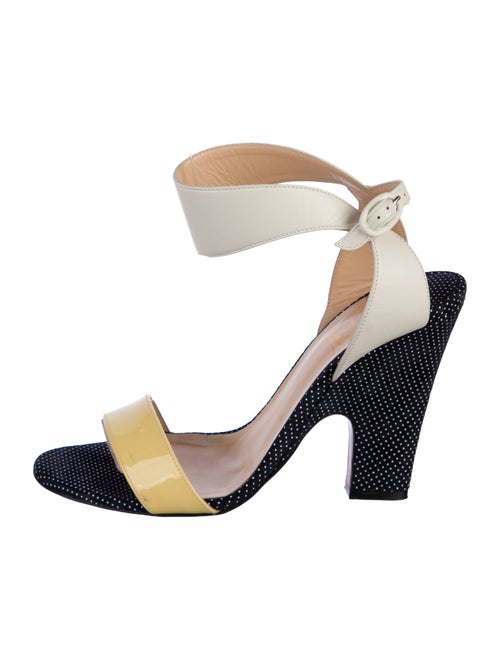 Christian Louboutin Leather Colorblock Pattern Slingback Sandals