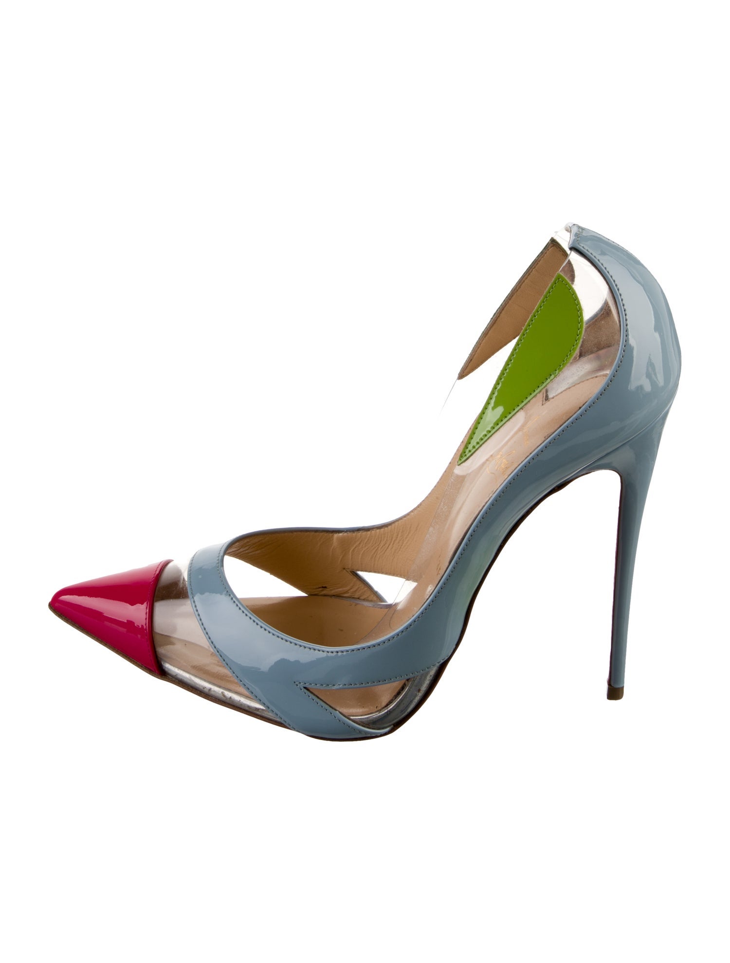 Christian Louboutin Patent Leather Printed Slingback Sandals