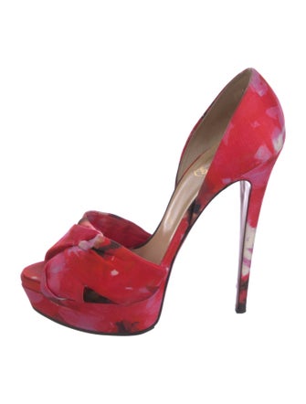 Christian Louboutin Satin Printed D'Orsay Pumps