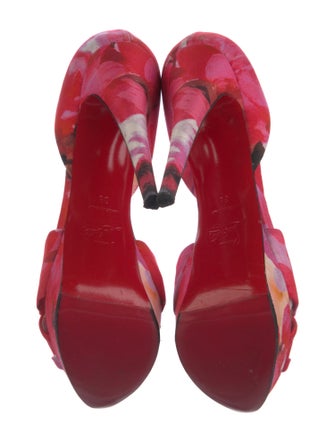 Christian Louboutin Satin Printed D'Orsay Pumps