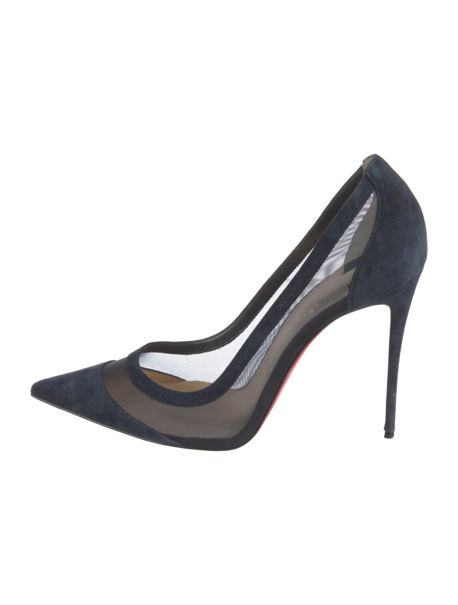 Christian Louboutin Suede Mesh Accents Pumps