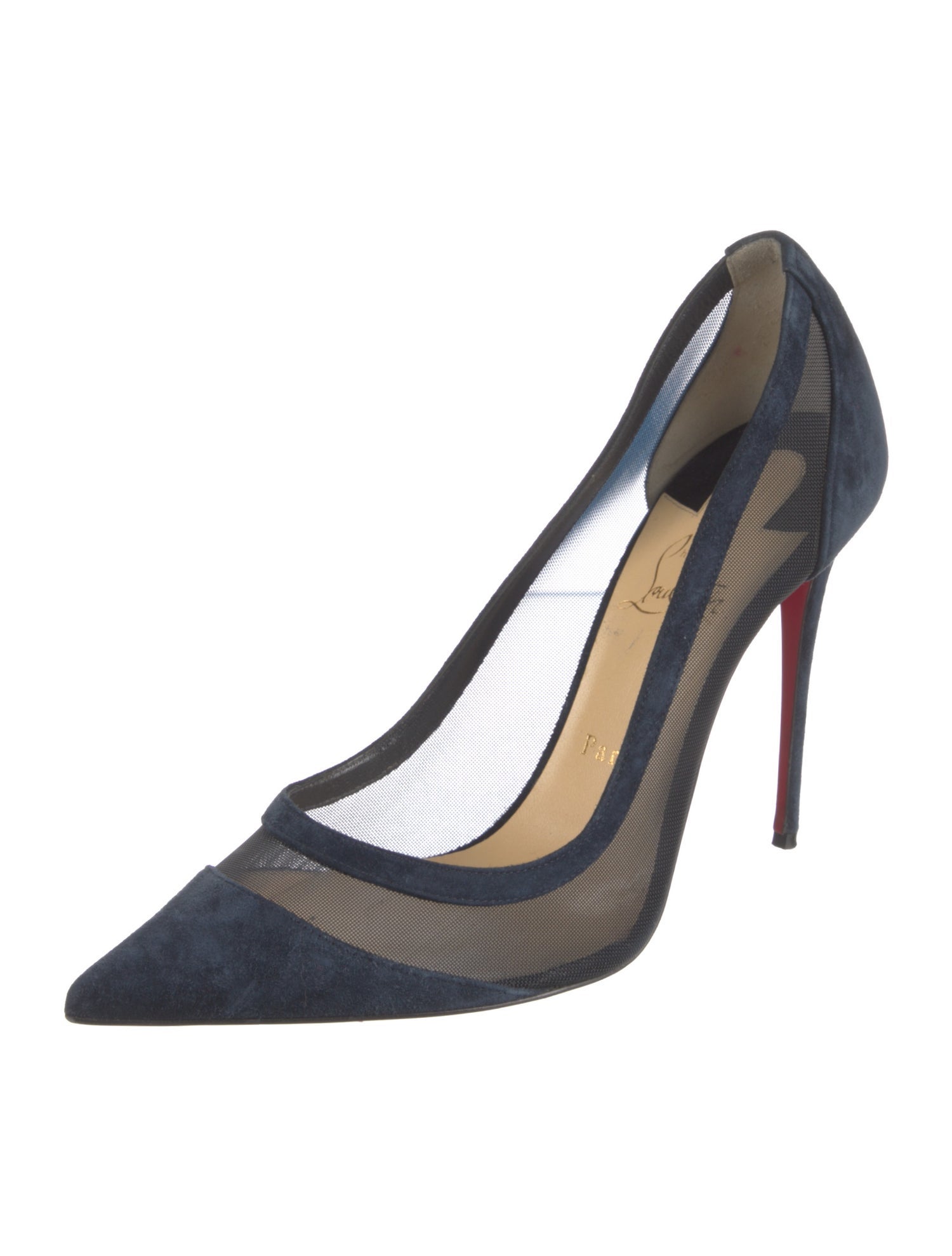Christian Louboutin Suede Mesh Accents Pumps