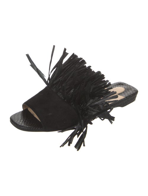 Christian Louboutin Suede Fringe Trim Accent Slides
