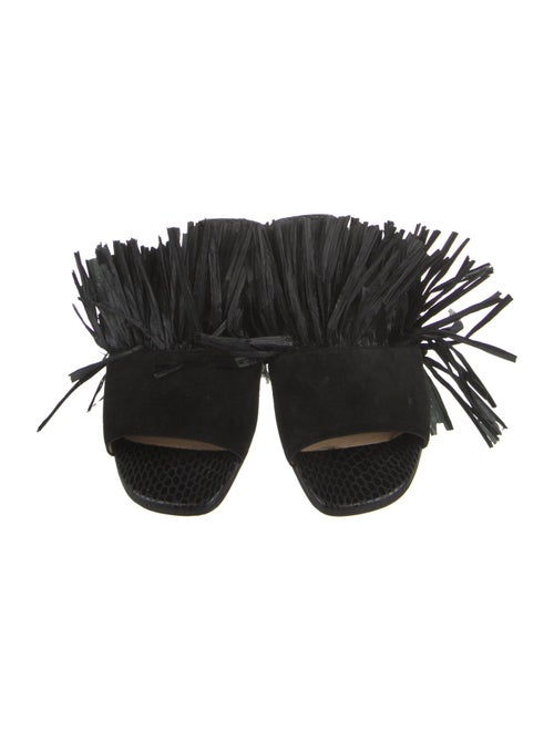Christian Louboutin Suede Fringe Trim Accent Slides