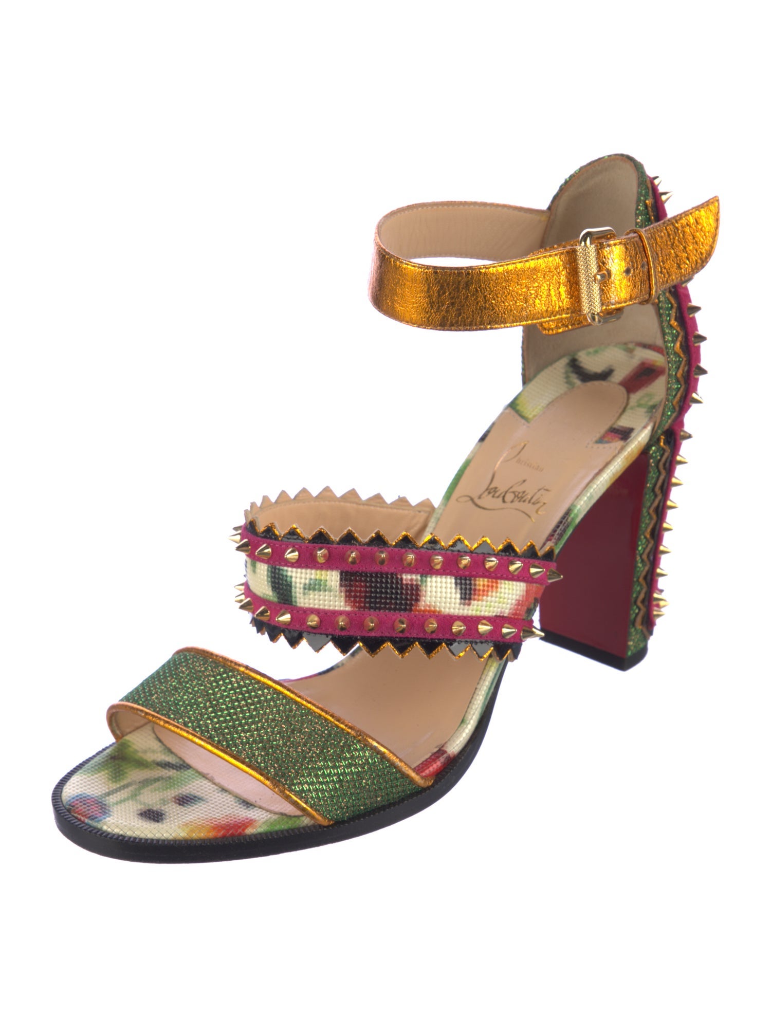 Christian Louboutin Spike Accents Leather Sandals