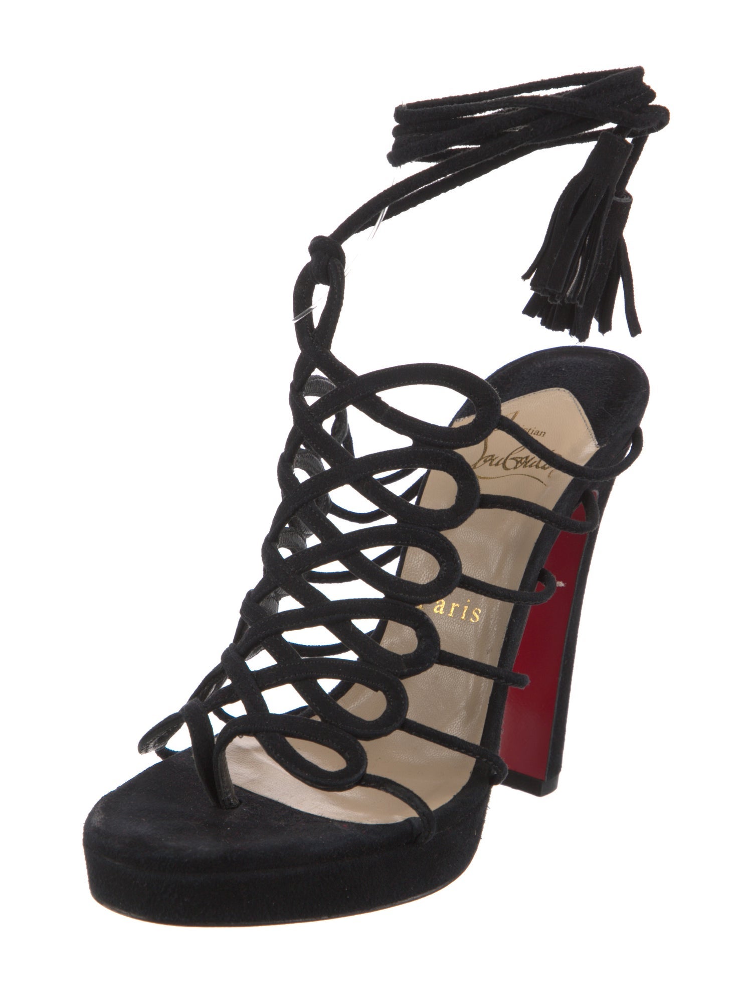 Christian Louboutin Suede Tassel Accents Gladiator Sandals