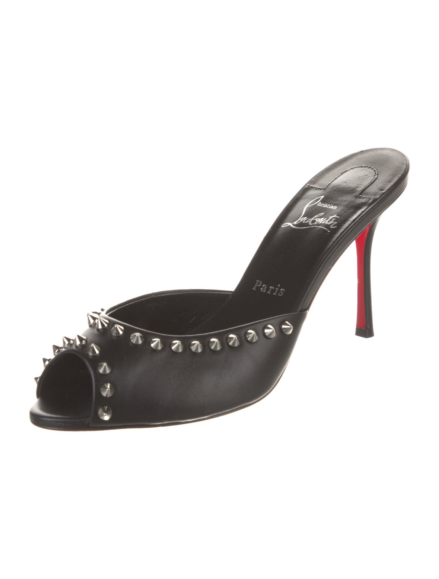 Christian Louboutin Spike Accents Leather Mules