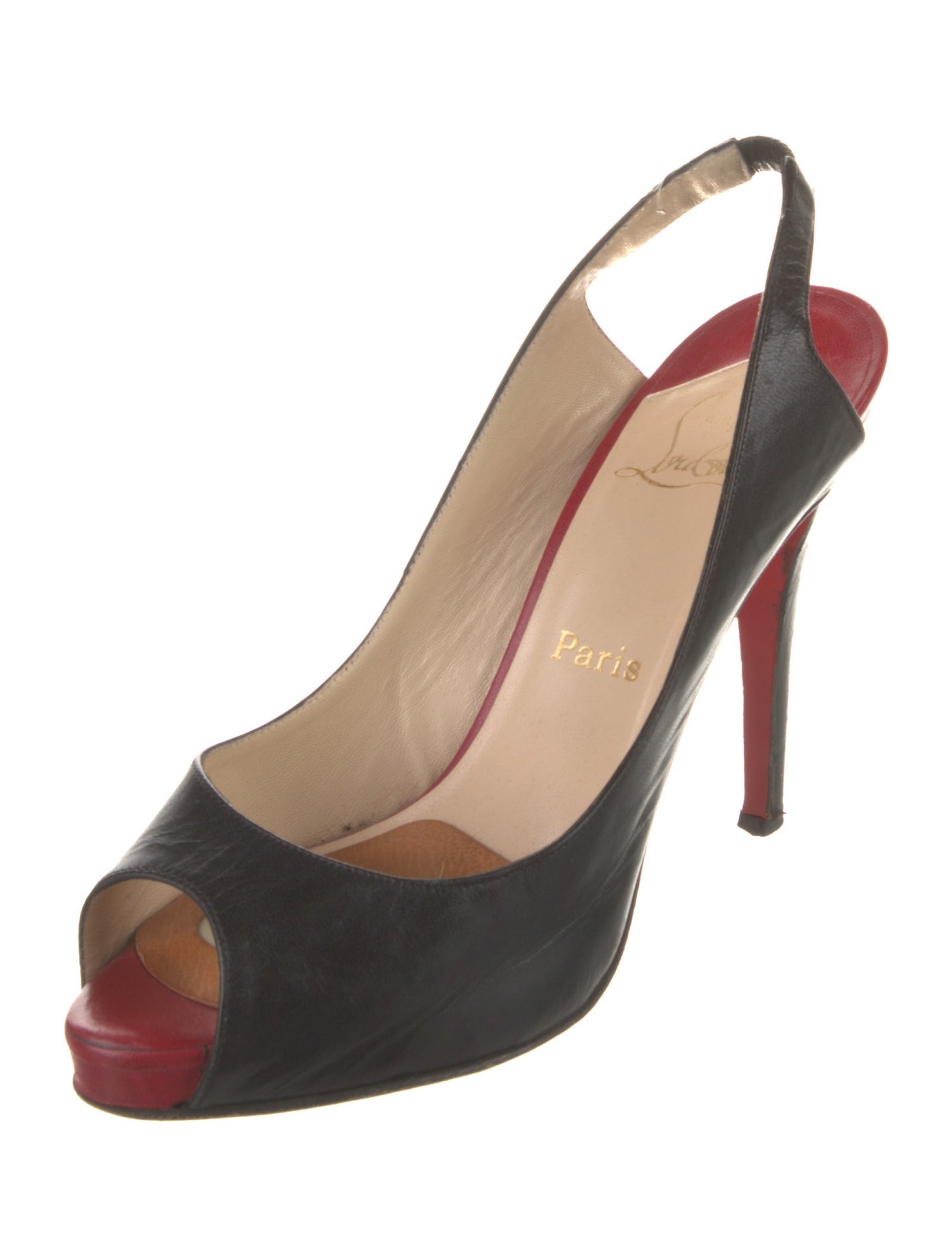 Christian Louboutin Leather Keyhole Accent Slingback Pumps