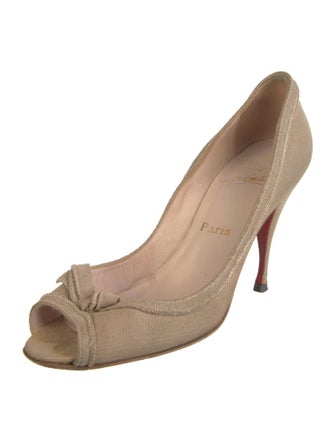 Christian Louboutin Canvas Bow Accents Pumps