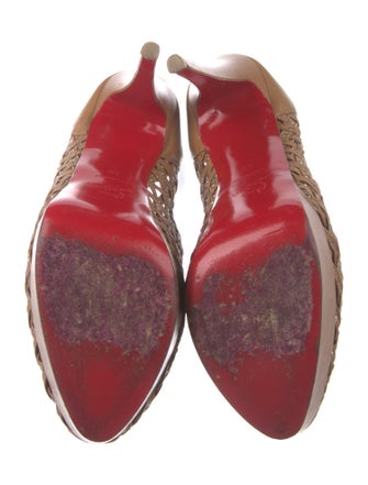 Christian Louboutin Leather Studded Accents Lace-Up Boots