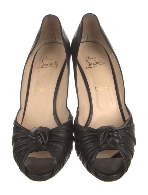 Christian Louboutin Leather Pleated Accents Pumps