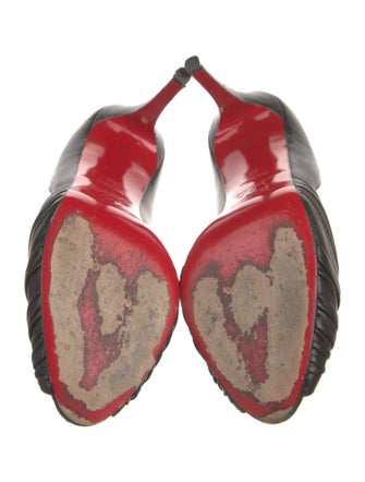 Christian Louboutin Leather Pleated Accents Pumps