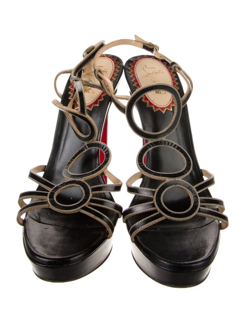 Christian Louboutin Leather Chain-Link Accents T-Strap Sandals