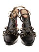 Christian Louboutin Leather Chain-Link Accents T-Strap Sandals