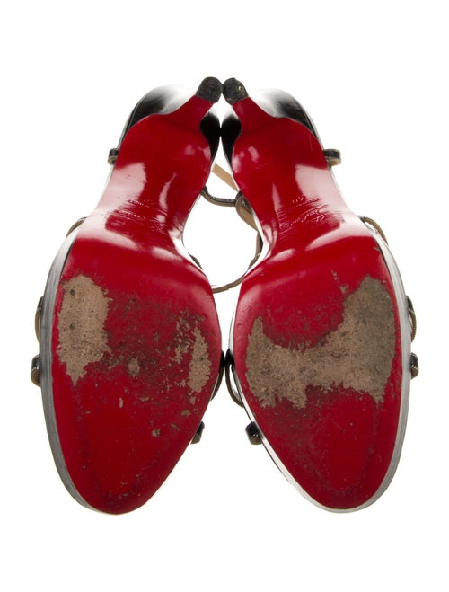 Christian Louboutin Leather Chain-Link Accents T-Strap Sandals