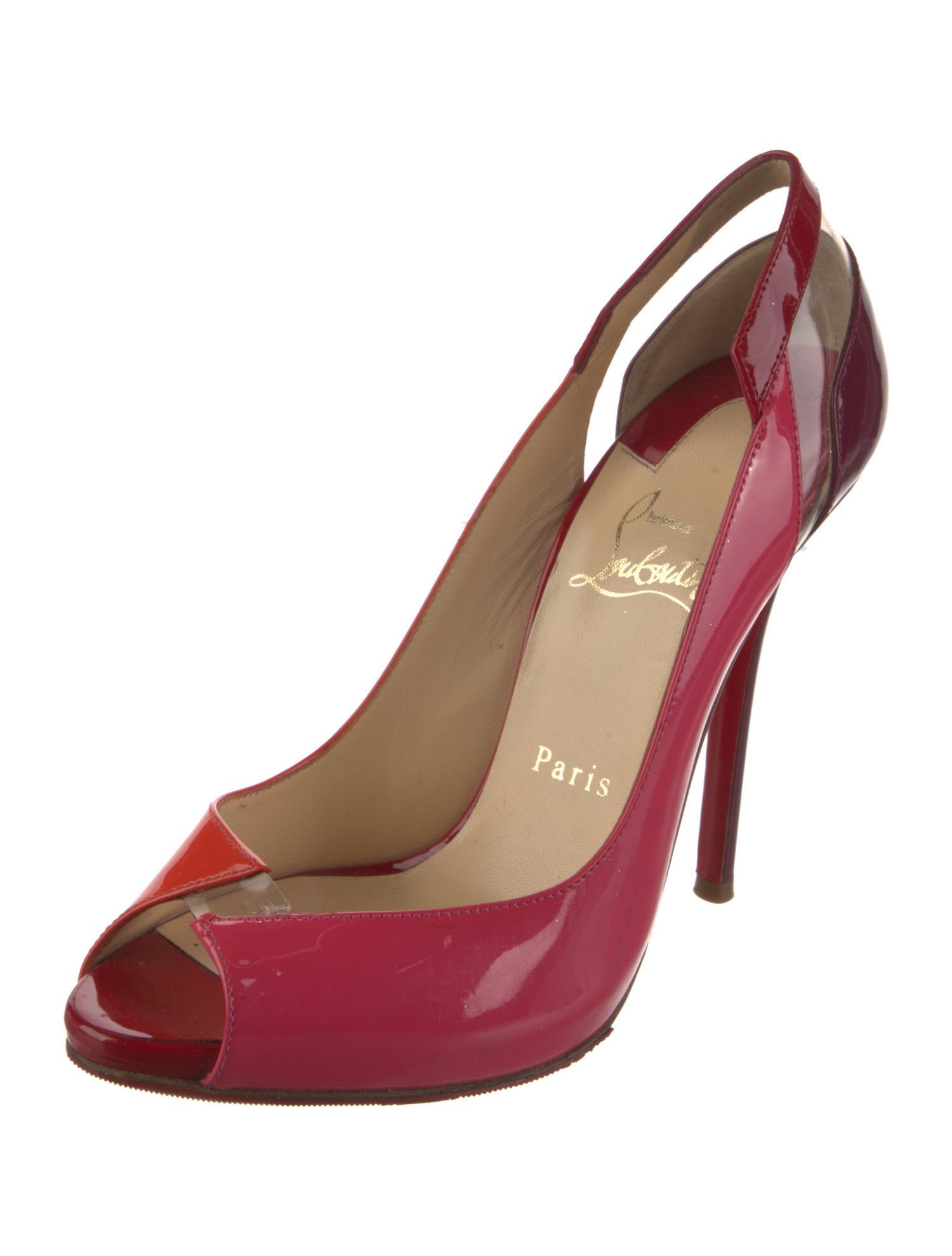 Christian Louboutin Patent Leather Colorblock Pattern D'Orsay Pumps