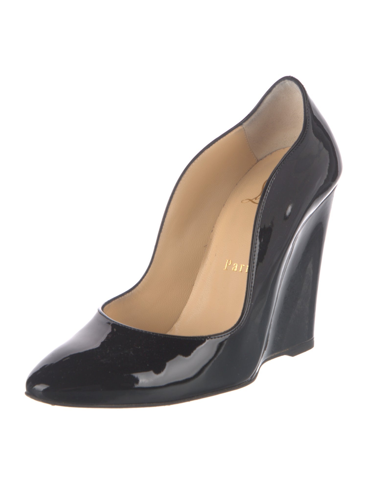 Christian Louboutin Patent Leather Scalloped Accent Pumps